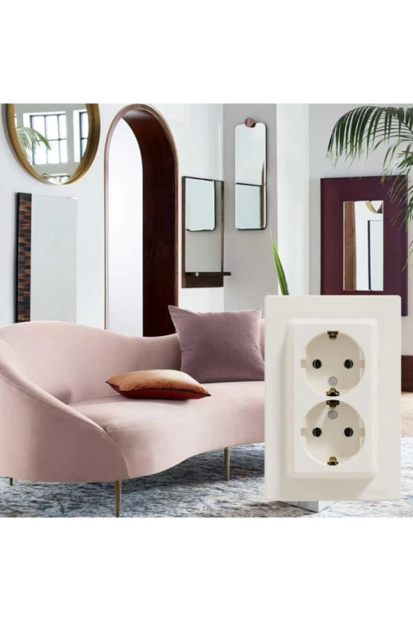 Schneider Asfora Sıva Altı Krem İkili Topraklı Priz - Kendiliğinden Çerçeveli - Resim 6