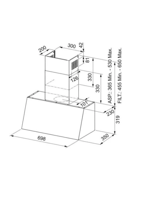 Davlumbaz FCO 70 ON/G Nero - 2