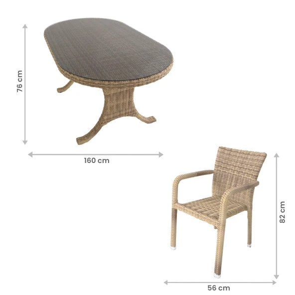 Sunsire 90x160 Rattan Bahçe Masa Takımı | Rehome - 3