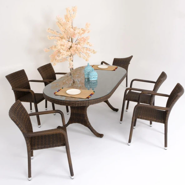 Sunsire 100x200  Rattan Bahçe Masa Takımı | Rehome - Resim 4