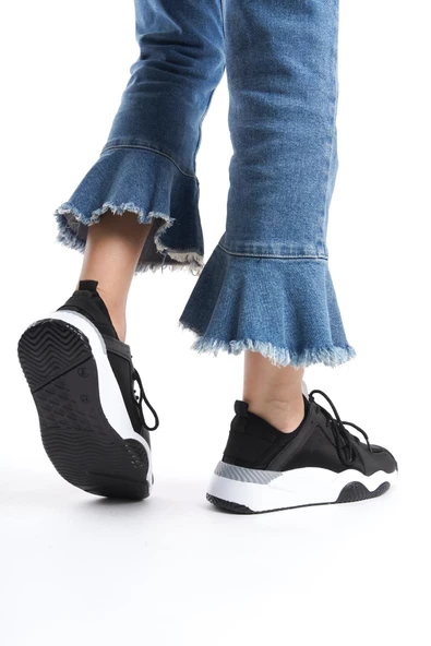 Kadın Bağcıklı Kalın Taban Günlük Spor Ayakkabı Sneaker - Resim 5