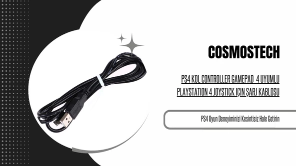 Cosmostech PS4 Kol Controller Gamepad için Uyumlu Joystick Şarj Kablosu - 5
