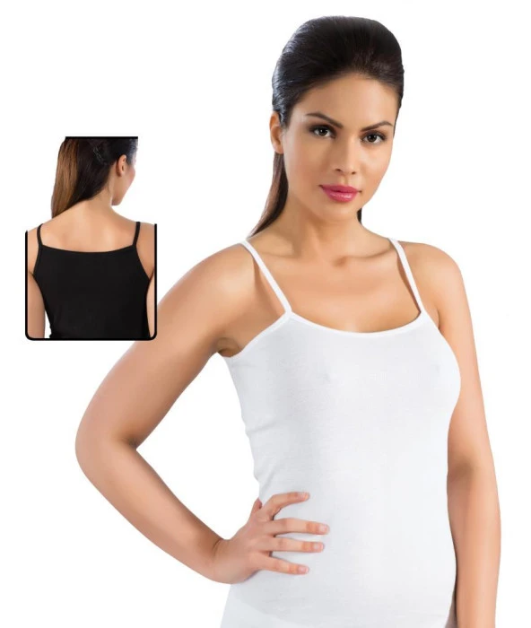 6 Adet Lüx Drm Bayan Ribana İp Askılı Atlet Renk Seçenekli 050 - Resim 3