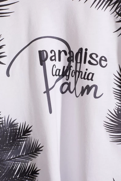 Siyah Paradise Yazılı Palmiyeli Erkek Çocuk Şortlu Takım 18937 - 3
