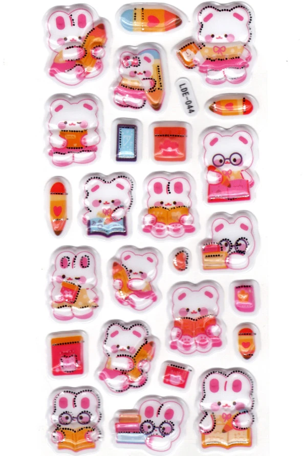 Sticker Kabartmalı Stiker Defter Planlayıcı Etiket (Lde044)-19x9cm - Çalışkan Tavşan