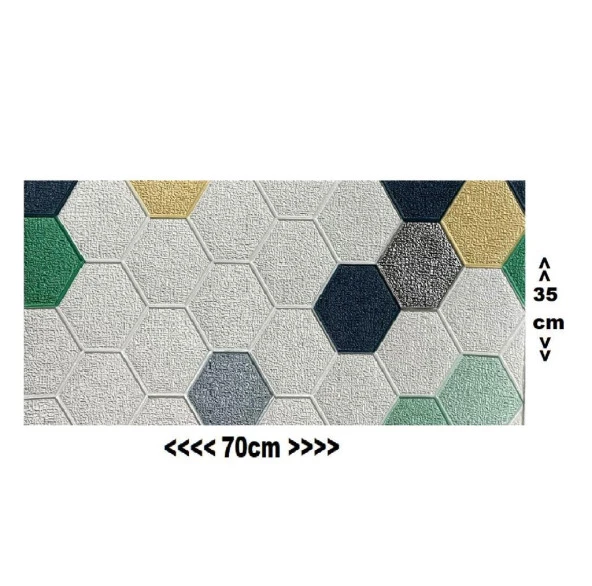 Renkli Duvarlar Kendinden Yapışkanlı Petek Desen Kreş Çoçuk Odası Salon Kreş Duvar Kağıdı Paneli 70x35cm1 Adet NW153 - 2