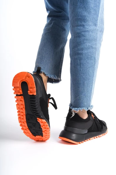 Kadın Bağcıklı File Detaylı Günlük Rahat Spor Ayakkabı Sneaker - 12