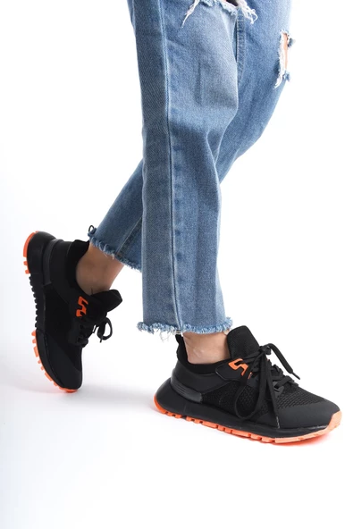 Kadın Bağcıklı File Detaylı Günlük Rahat Spor Ayakkabı Sneaker - 11