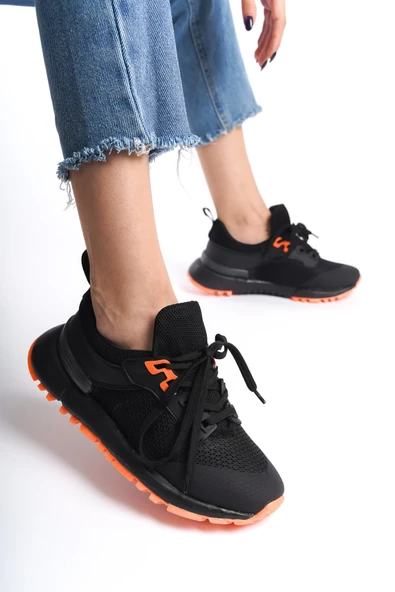 Kadın Bağcıklı File Detaylı Günlük Rahat Spor Ayakkabı Sneaker - 10