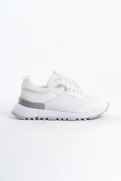Kadın Bağcıklı File Detaylı Günlük Rahat Spor Ayakkabı Sneaker - 9