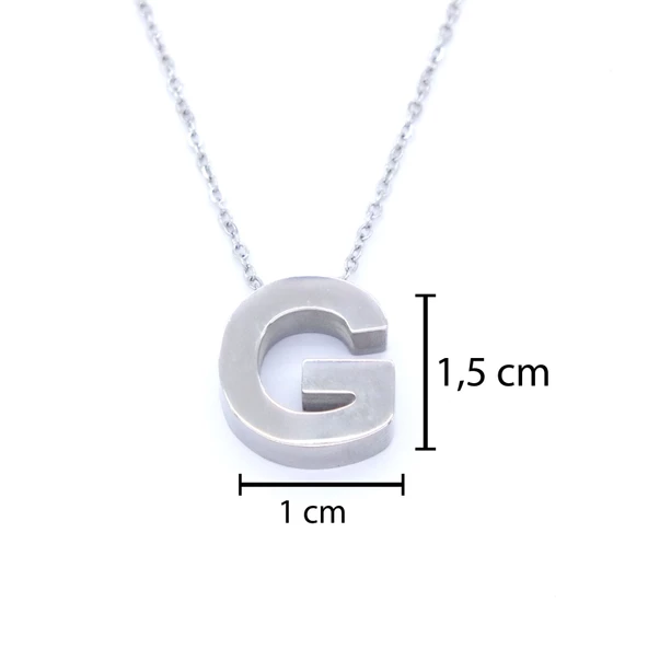 316L Çelik  G Harf Kolye 55 cm KLY-547 - Resim 3