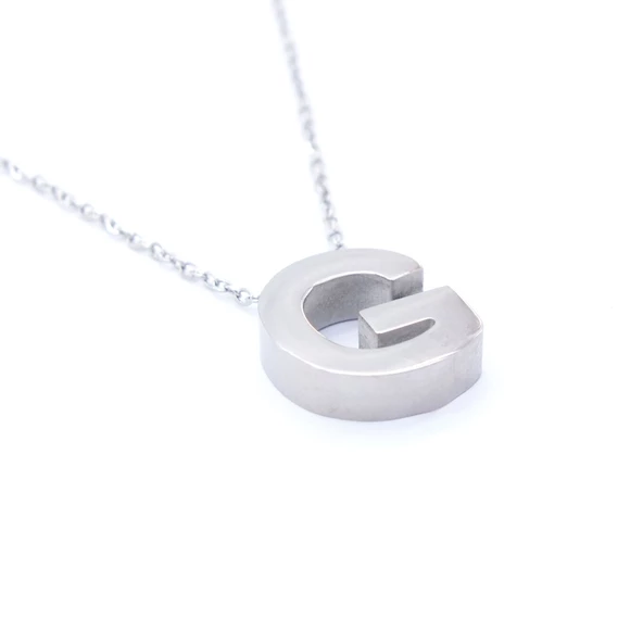 316L Çelik  G Harf Kolye 55 cm KLY-547 - Resim 4