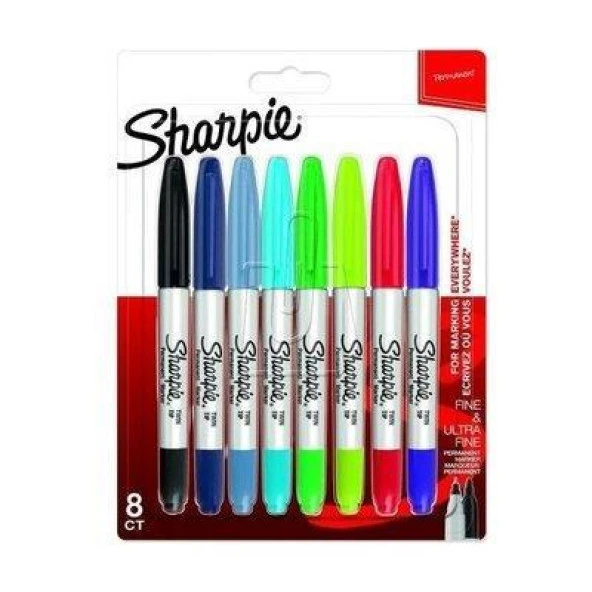 Sharpie Markör Permanent Twin Tip Karışık Renk 8 Li Blisterli