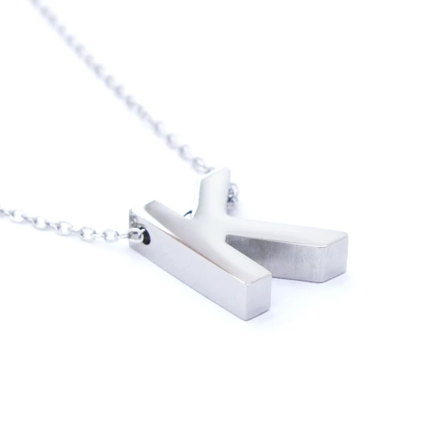 316L Çelik K Harf Kolye 55 cm KLY-548 - Resim 4