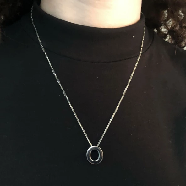 316L Çelik O Harf Kolye 55 cm KLY-546 - Resim 2