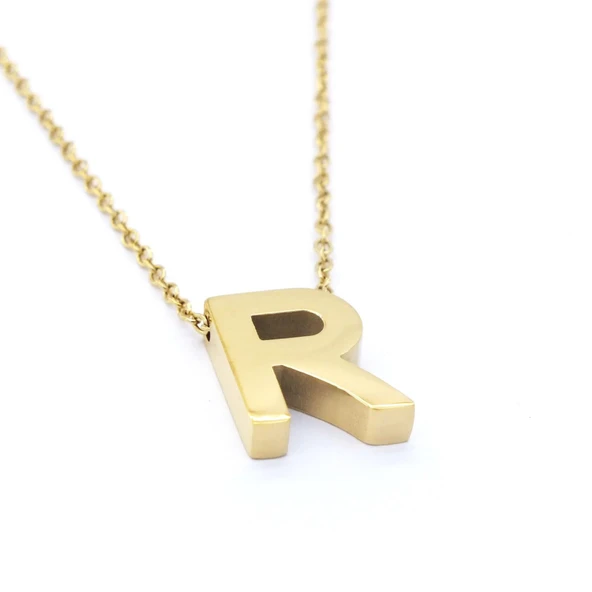 Altın Kaplama R Harf Kolye 55 cm KLY-556 - Resim 4