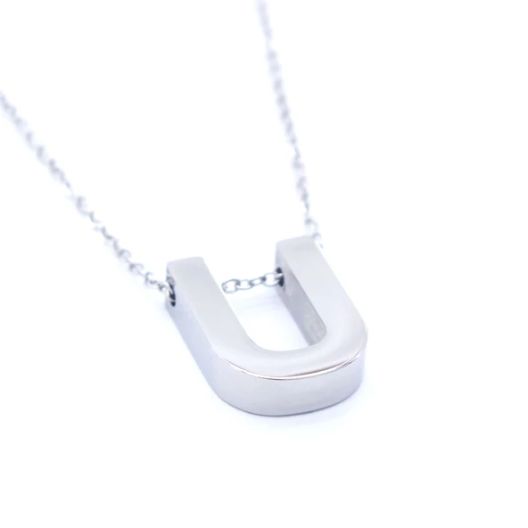 316L Çelik U Harf Kolye 55 cm KLY-555 - Resim 4