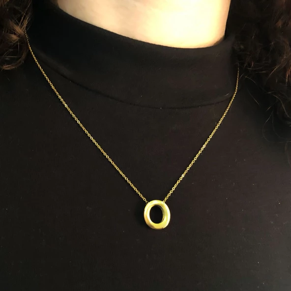 Altın Kaplama O Harf Kolye 55 cm KLY-558 - Resim 2