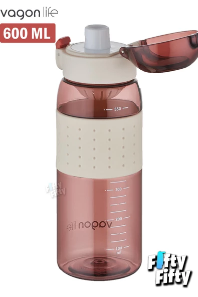 Vagonlife 600 ML Rahat İçim (Pipetsiz)  Kulplu Kaydırmaz Gövde Su Matarası -Süzgeçli-FFVGN2024600ML - 9