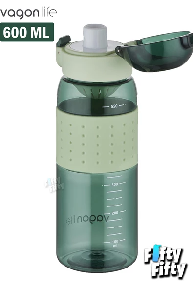 Vagonlife 600 ML Rahat İçim (Pipetsiz)  Kulplu Kaydırmaz Gövde Su Matarası -Süzgeçli-FFVGN2024600ML - 6