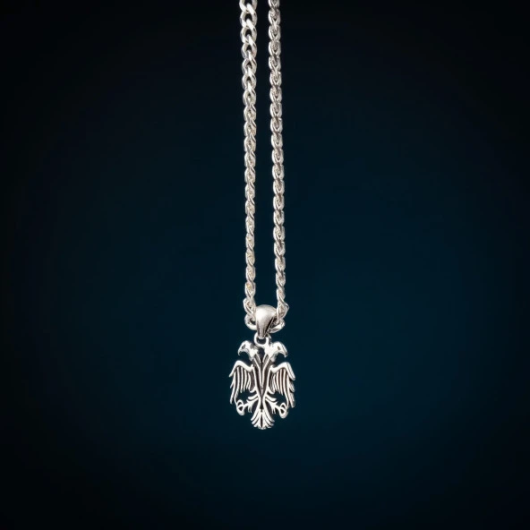 Çift Başlı Kartal 925 Ayar Erkek Gümüş (Silver) Kolye