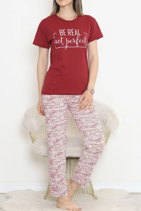 Süprem Kısa Kol Pijama Takımı Bordo1 - 18500.1048. - 6