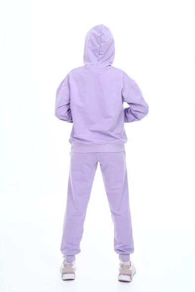 Kız Çocuk Lila Basic Kapüşonlu Takım 18902 - 6