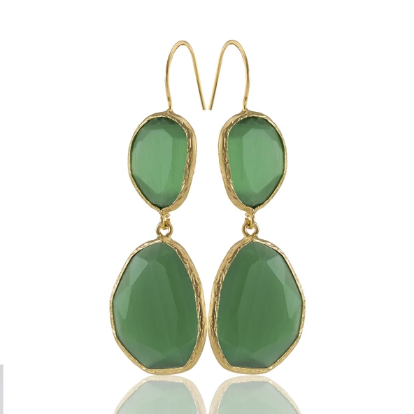 Kadir Jewellery 22 Ayar Altın Kaplama Kadın Sallantılı Küpe -El İşçiliği Ve Hipoalerjenik Küpe - 3