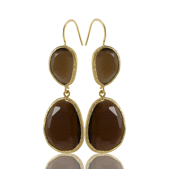 Kadir Jewellery 22 Ayar Altın Kaplama Kadın Sallantılı Küpe -El İşçiliği Ve Hipoalerjenik Küpe - 5
