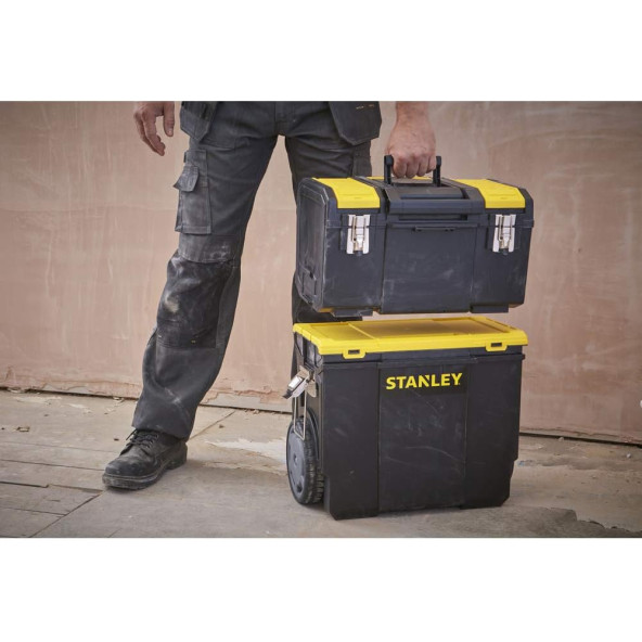 Stanley Mobil alet kutusu (48 x 57 x 29 cm, 2si1 arada seçenek çıkarılabilir alet kutusu,  sap 7 inç tekerlekler) - 3