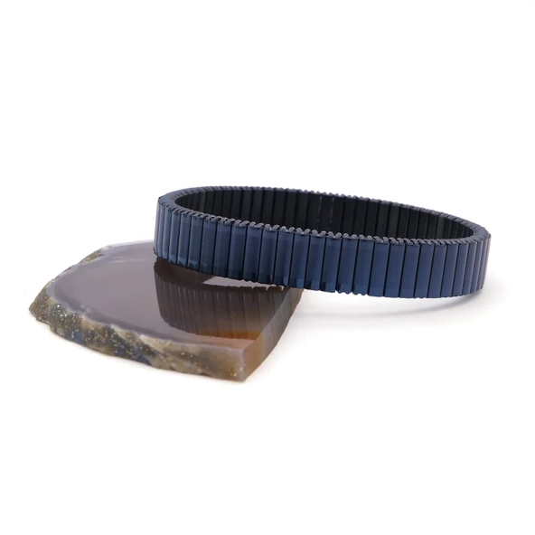 316L Çelik Lacivert iİtalyan Charm Erkek Kelepçe Bileklik EBLK-407 - Resim 3