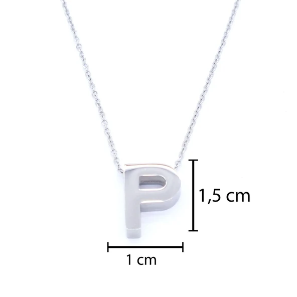 316L Çelik P Harf Kolye 55 cm KLY-550 - Resim 3