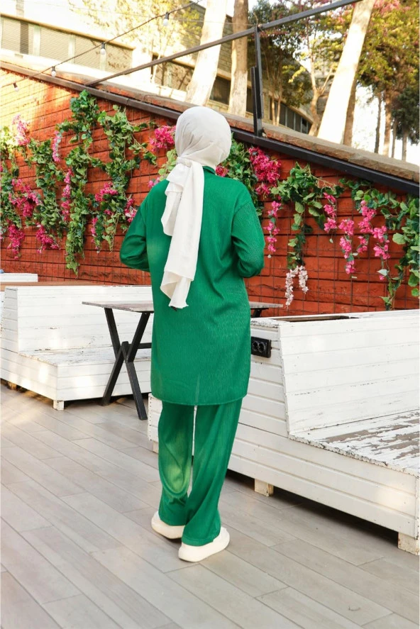 Bondi İnci Detaylı Gömlek Pantolon İkili Takım - 71109.111 - Benetton Yeşil - Resim 4