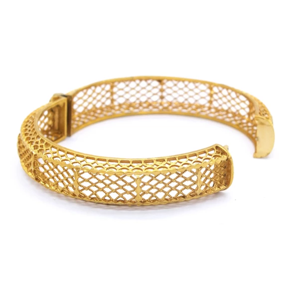 Altın Kaplama Hint İşi Çelik Kadın Kelepçe - 5