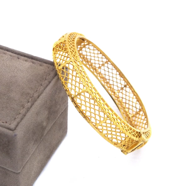 Altın Kaplama Hint İşi Çelik Kadın Kelepçe - 3