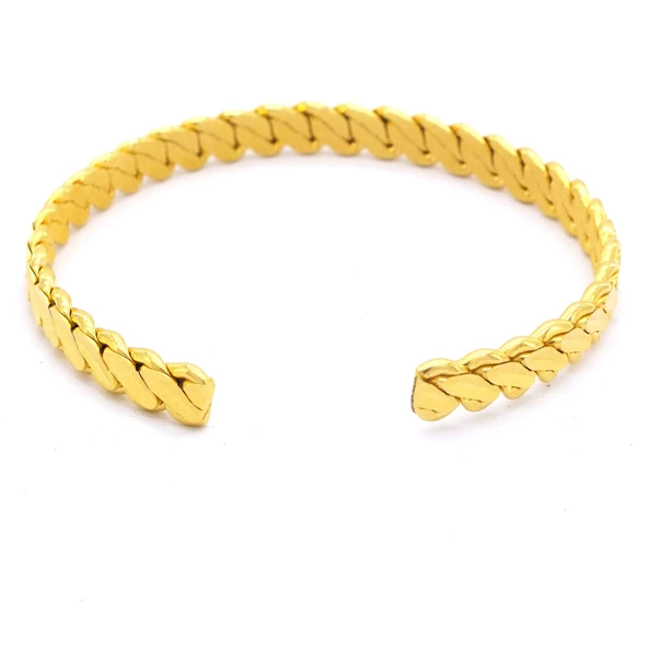 Çelik Kelepçe Bileklik Altın Kaplama Burma BLZ-320 - Resim 4