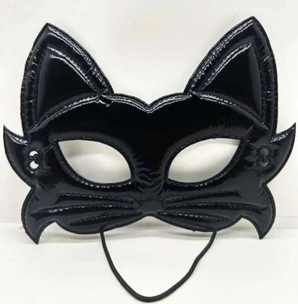 Siyah Renk Kumaş Malzemeden İmal Eva Kedi Maskesi 19x15 cm ürün görseli 1