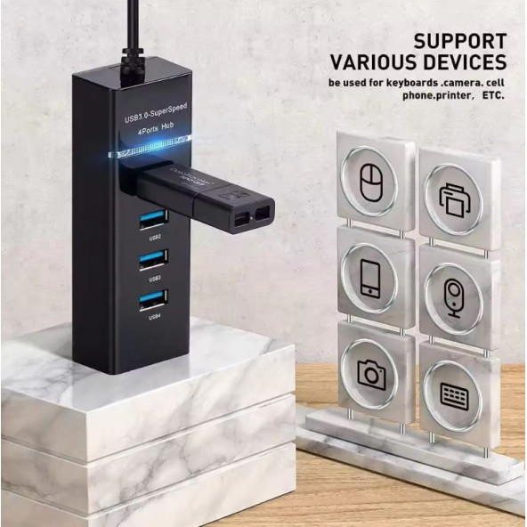 Usb Hub 3.0  4 In 1 çoklu yüksek hızlı 4 Port Usb Hub adaptörü - 2