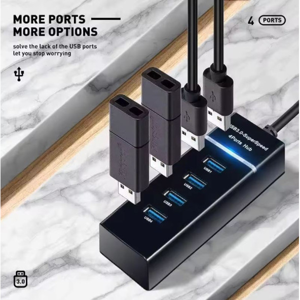 Usb Hub 3.0  4 In 1 çoklu yüksek hızlı 4 Port Usb Hub adaptörü - 3