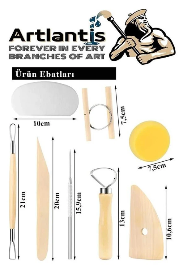 Seramik ve Çömlek Şekillendirme Seti Ebeşuar 24 Parça 1 Paket Kil Modelaj Modelleme Heykel Şekillendirici Hobi Sanatsal - 4