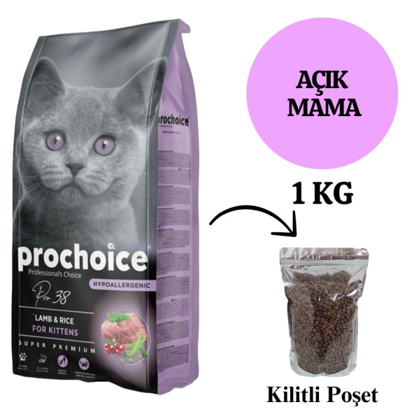 Pro Choice Pro 38 Kitten Kuzu Etli 1 kg Yavru Kedi Maması - Açık Paket