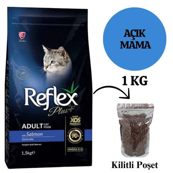 Reflex Plus Somonlu 1 kg Yetişkin Kedi Maması - Açık Paket