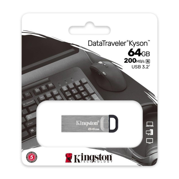 Kingston DTKN/64GB DataTraveler Kyson 64GB 200MB/s Metal USB 3.2 Gen 1 Flash Bellek