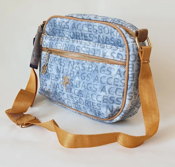 1315 Model Nas Bag Kot Camel Renk Yazılı Kadın Omuz Çantası
