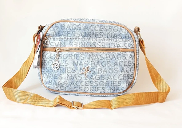 1315 Model Nas Bag Kot Camel Renk Yazılı Kadın Omuz Çantası - 2