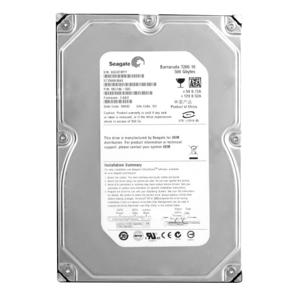 Seagate Barracuda 7200.10 500GB Internal 7200RPM 3.5" ST3500630AS HDD YENİLENMİŞ