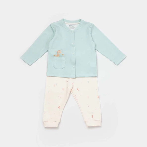 Bibaby Biorganic Save The Seahorse Bebek Pijama Takımı 59796 Bej-Mint