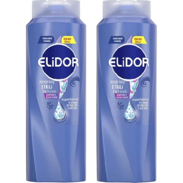 Elidor 2'si 1 Arada Kepeğe Karşı Etkili Şampuan 500ML 2'li
