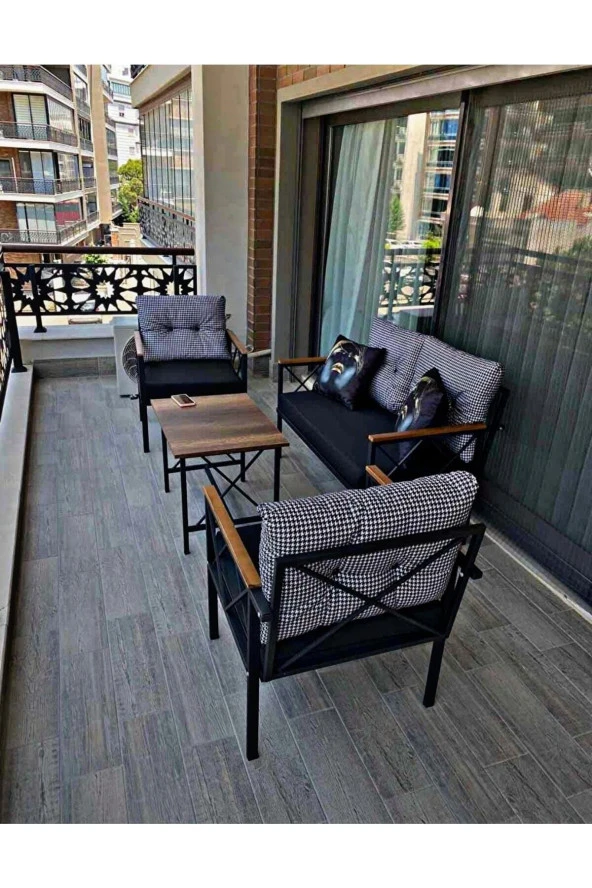 Sosyal Medya Dekorasyon Balkon, Cafe, Ofis, Bahçe Mobilyası 2+1+1 Takımı