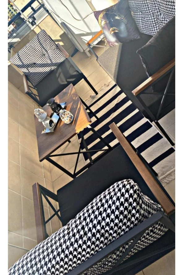 Sosyal Medya Dekorasyon Balkon, Cafe, Ofis, Bahçe Mobilyası 2+1+1 Takımı - 3